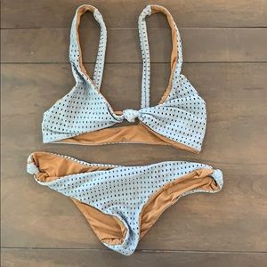 Acacia mesh knot bikini blue